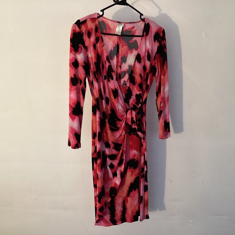 Cache Dress - M - 3/4 Sleeve - Pink/Black/Red